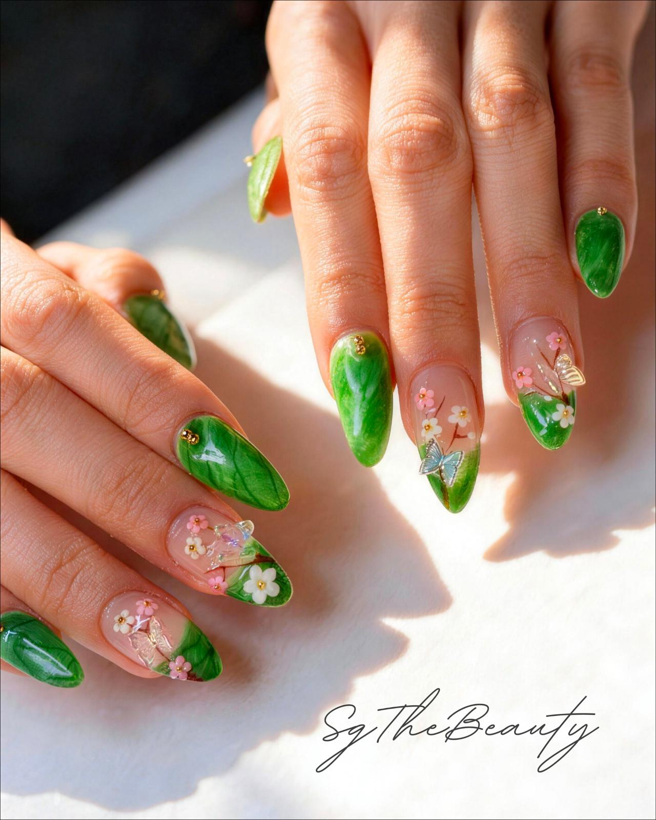 Floral butterfly nails
