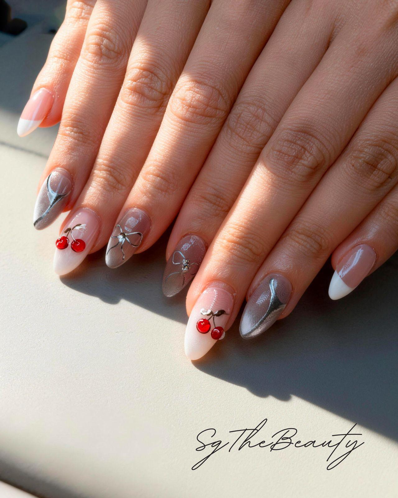 French cherry nails